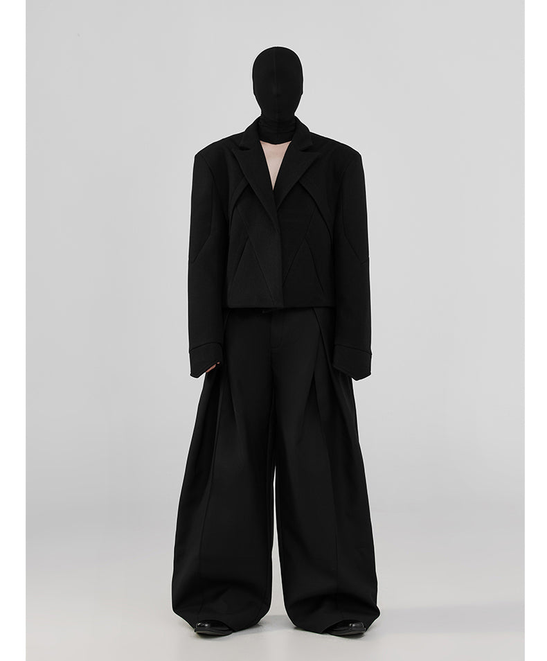 Three-dimensional pleated wide pants