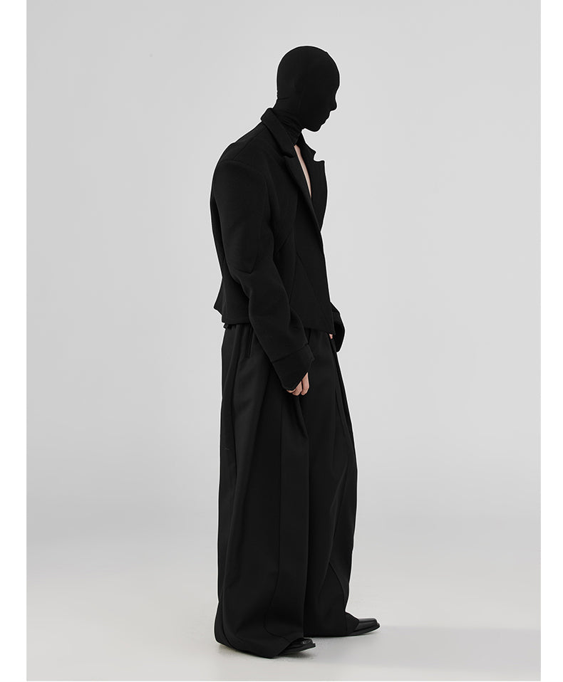 Three-dimensional pleated wide pants