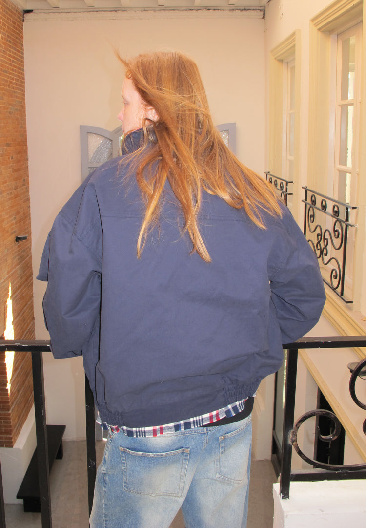 Checkered Stitched Lapel Jacket