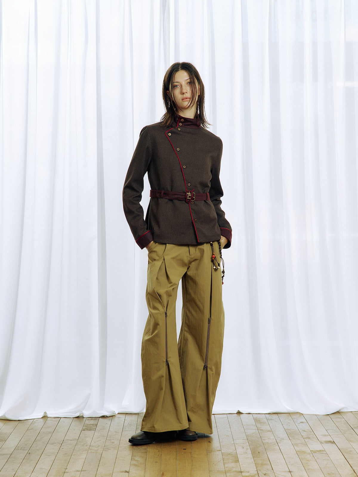 3D-Cut Double Zipper Casual Pants