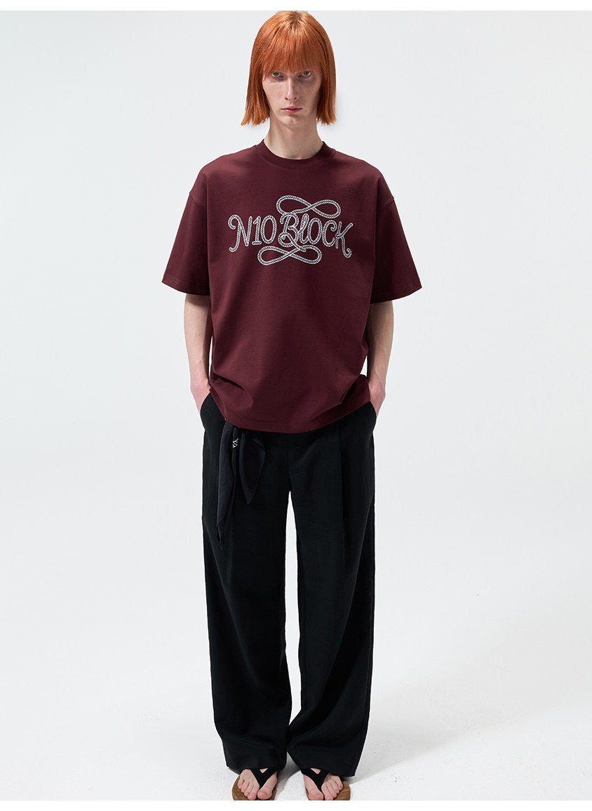 Water-Based Paste Print Crew Neck T-Shirt