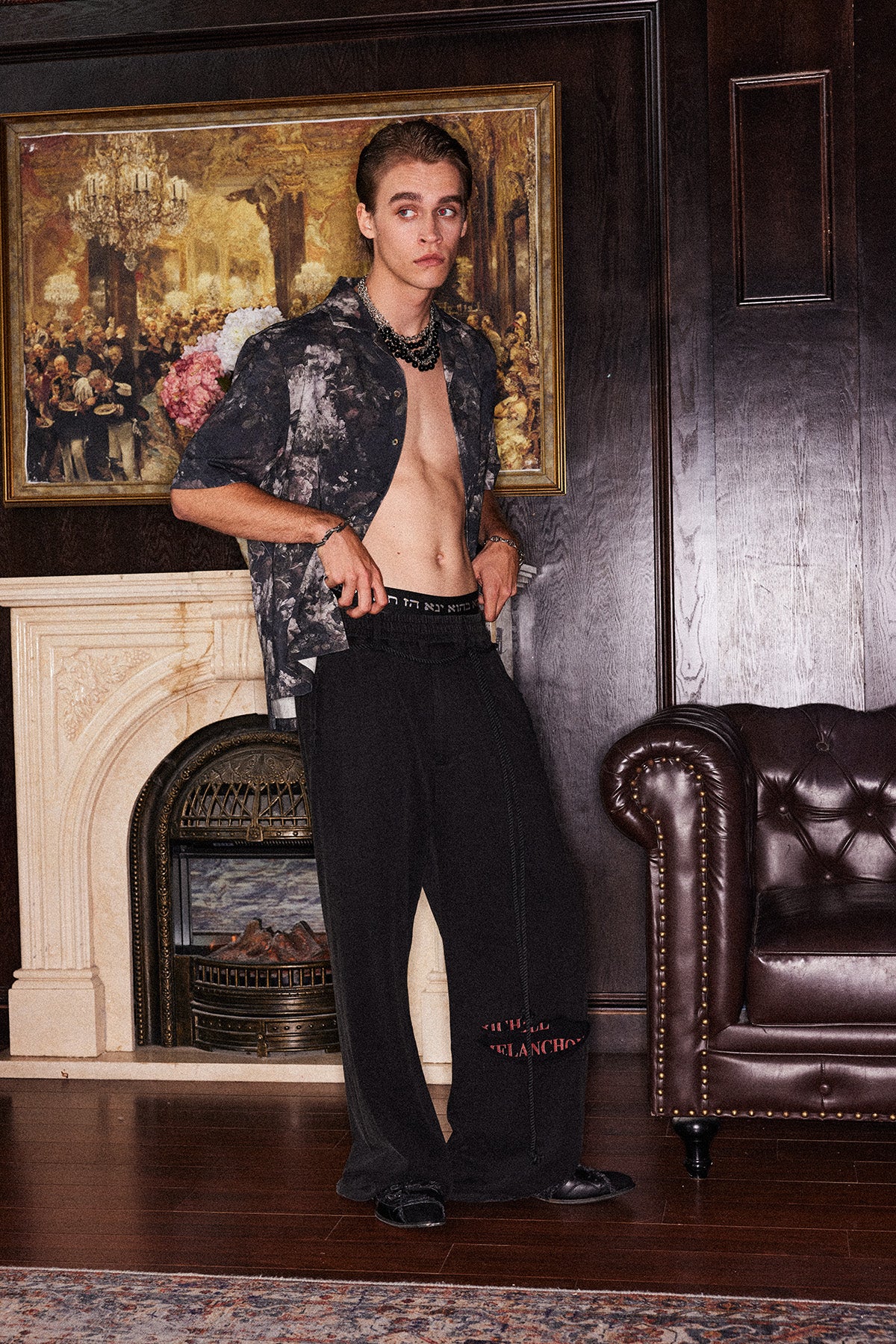 Distressed twisted rope sweatpants