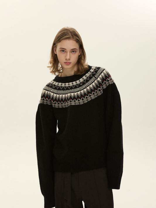 Jacquard Round Neck Sweater