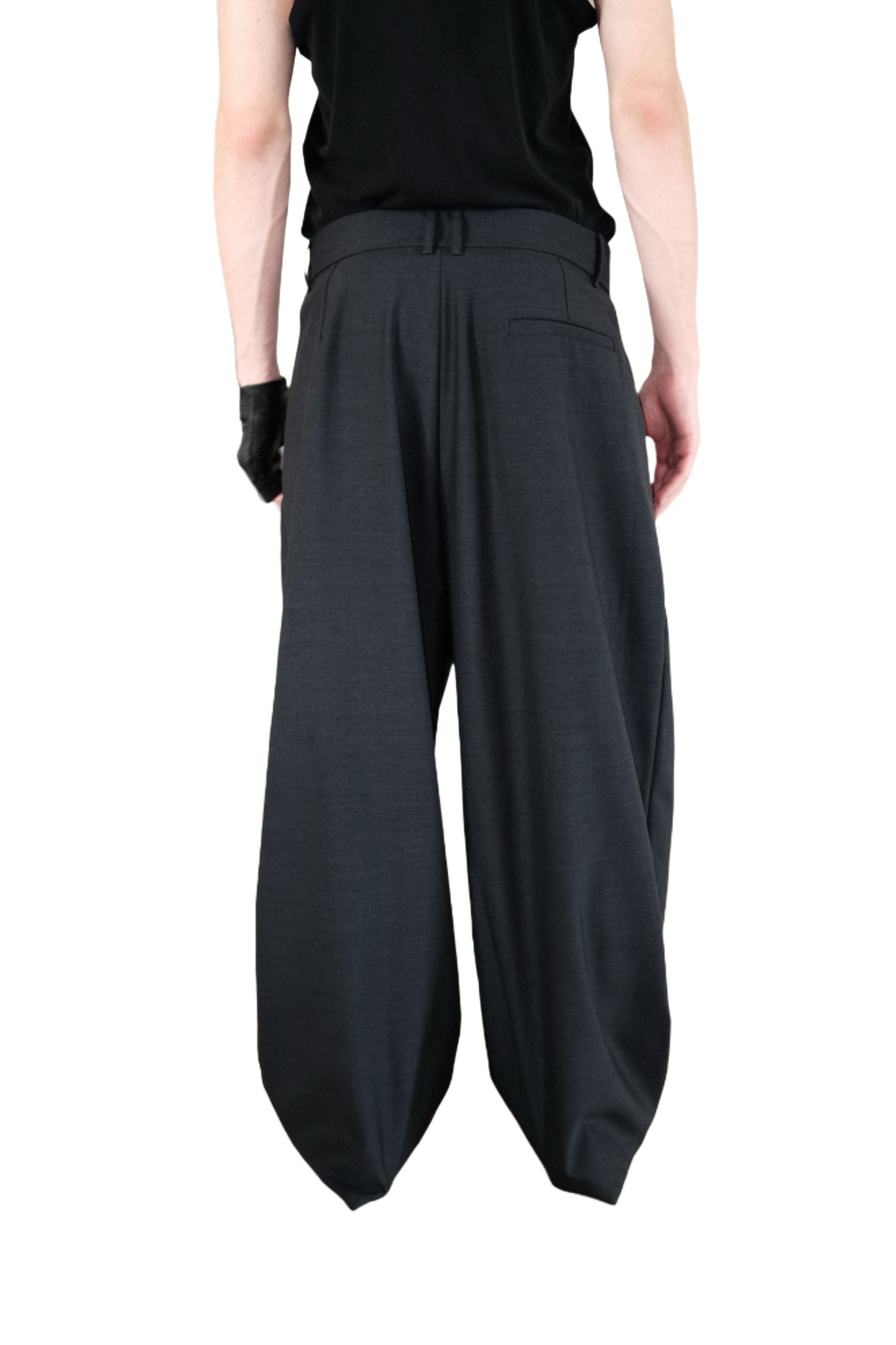 Pleated Steel Gray Casual Pants