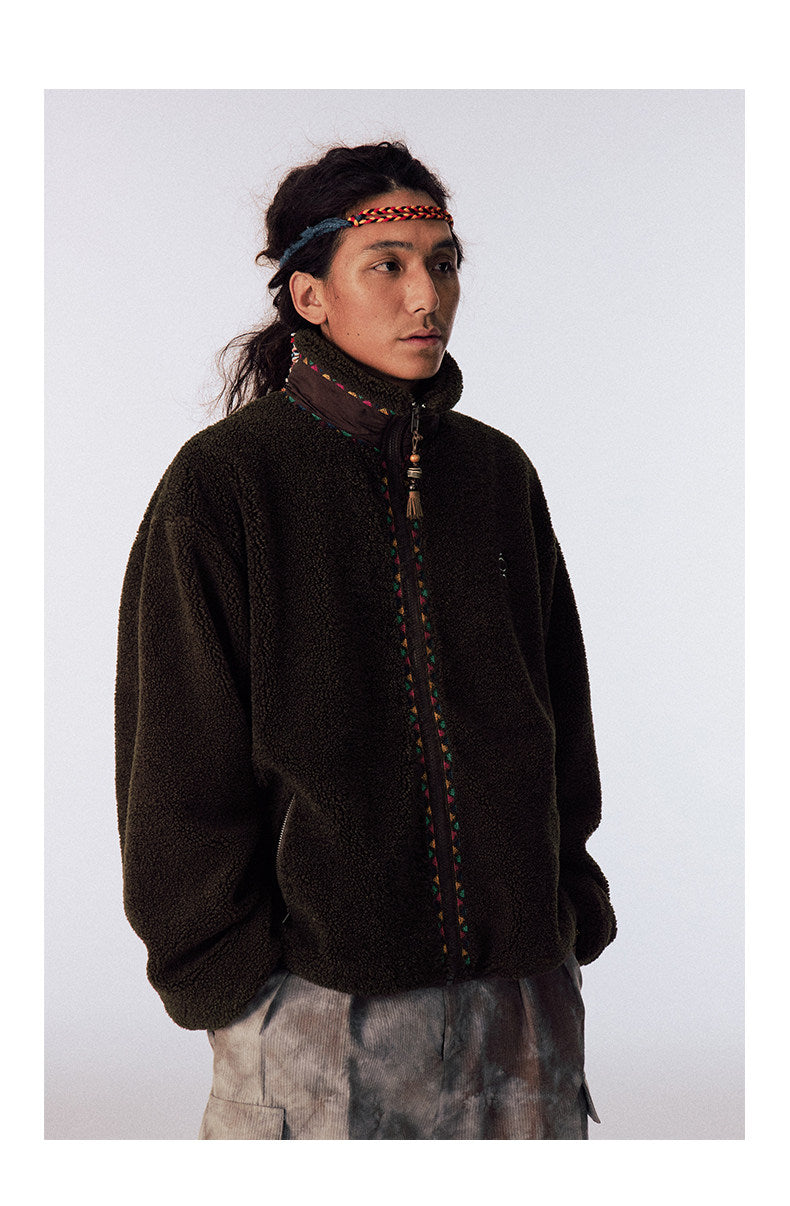 Hand-Knitted Fleece Beaded Jacket