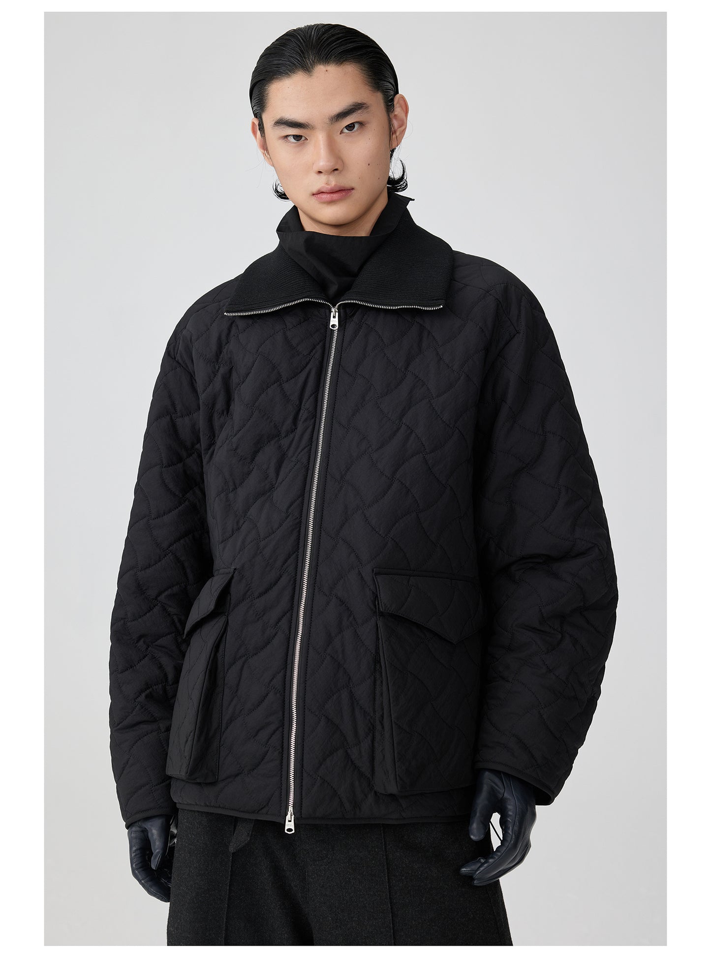 Rib Collar Quilted Jacket