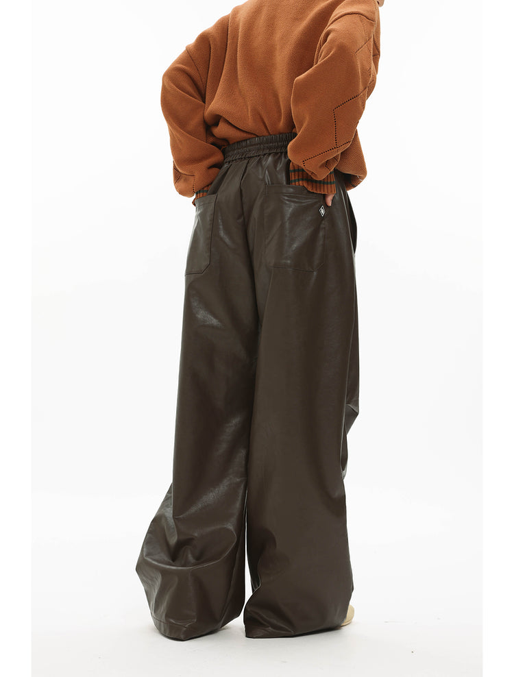 Wide leg leather pants