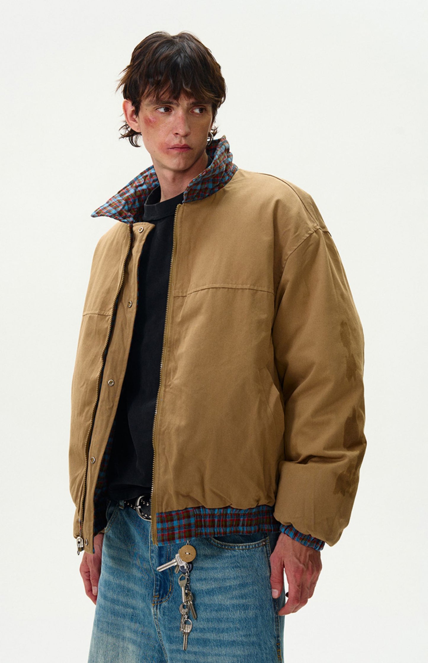 Reversible vintage plaid jacket