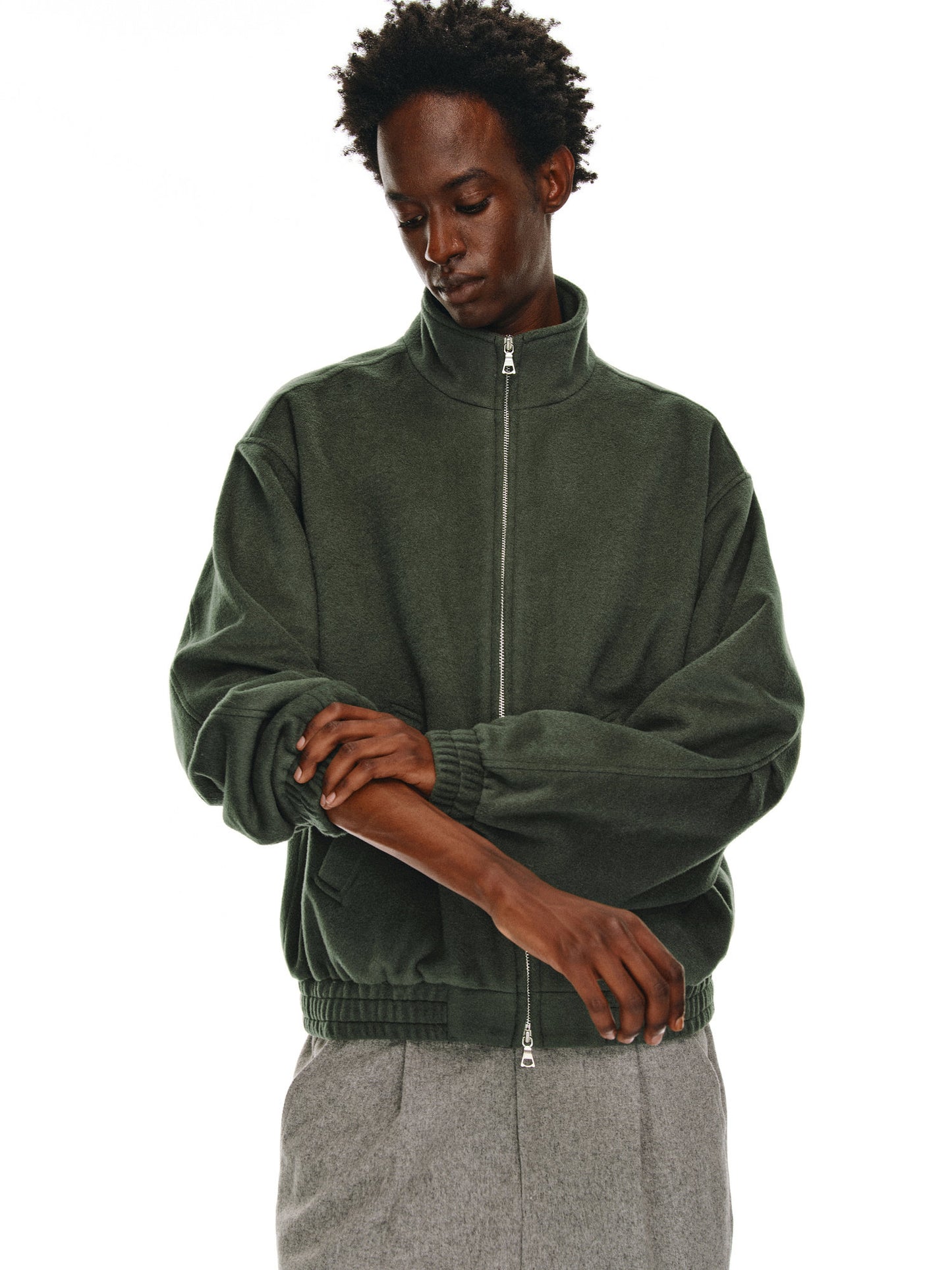 Stand Collar Wool Jacket