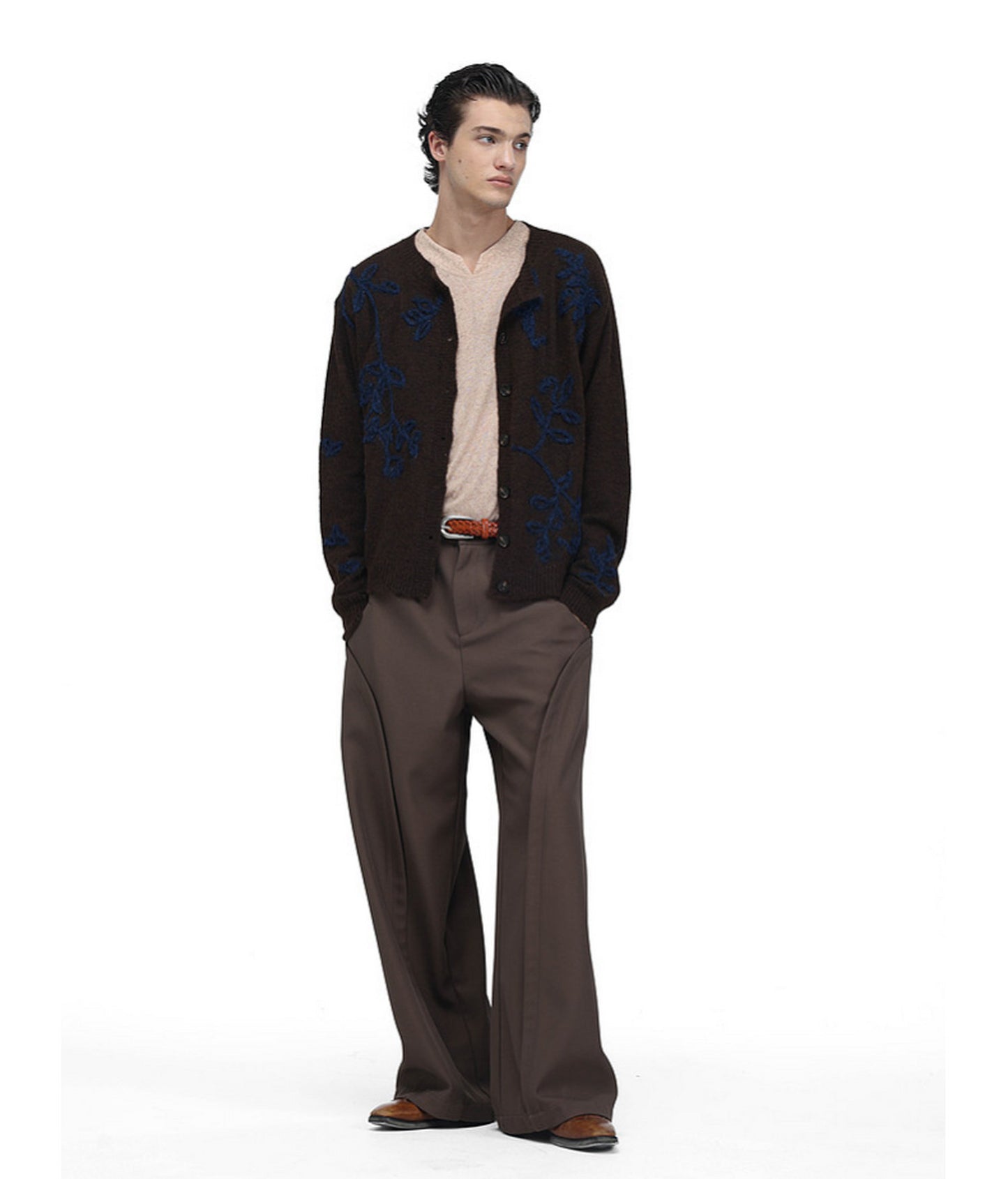 Vintage-Style Floral-Print Wool Cardigan
