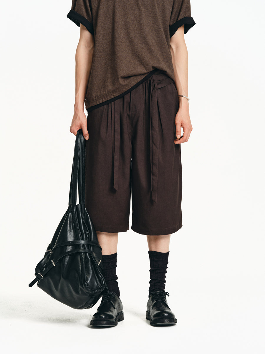 A-line Elastic Double Belt Shorts