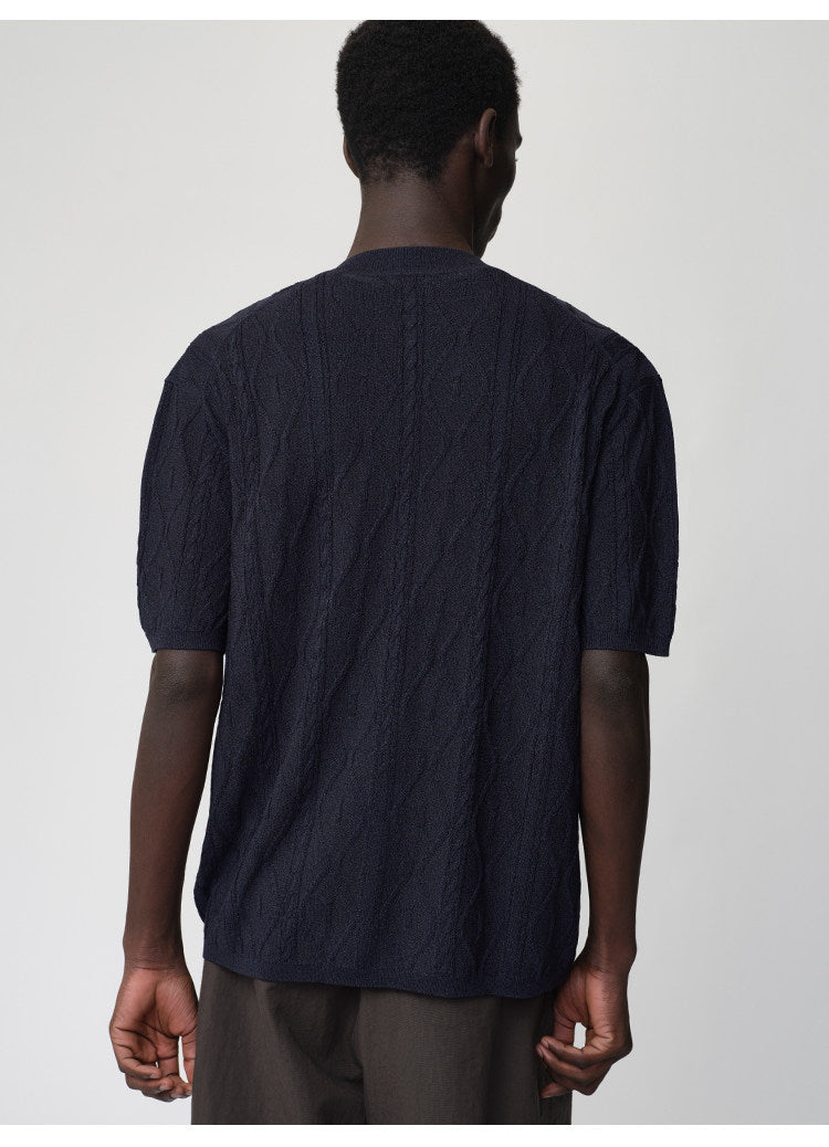 Crew-neck Cutout Cardigan