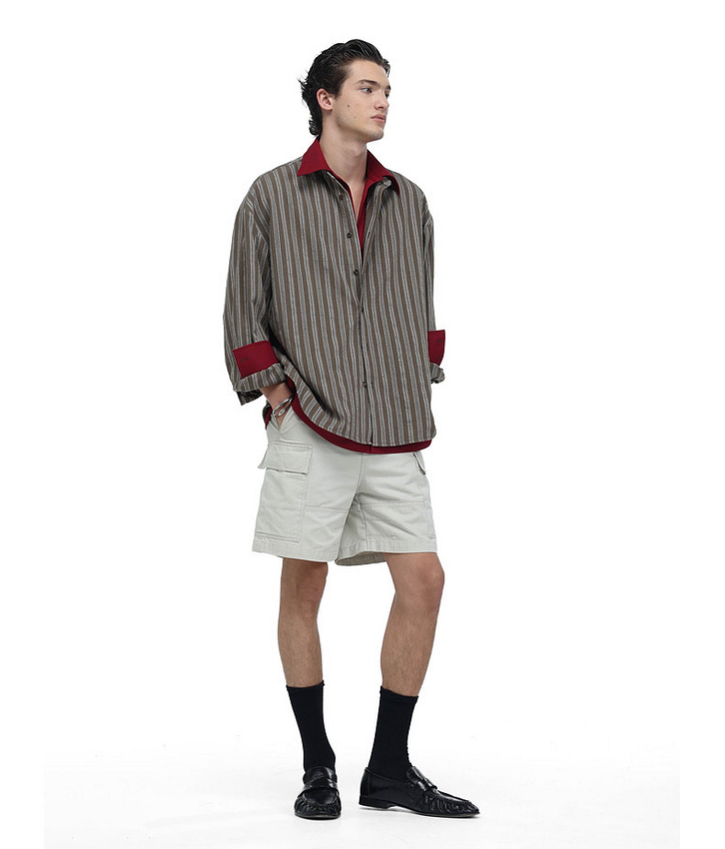 Color-Block Striped Jacquard Shirt