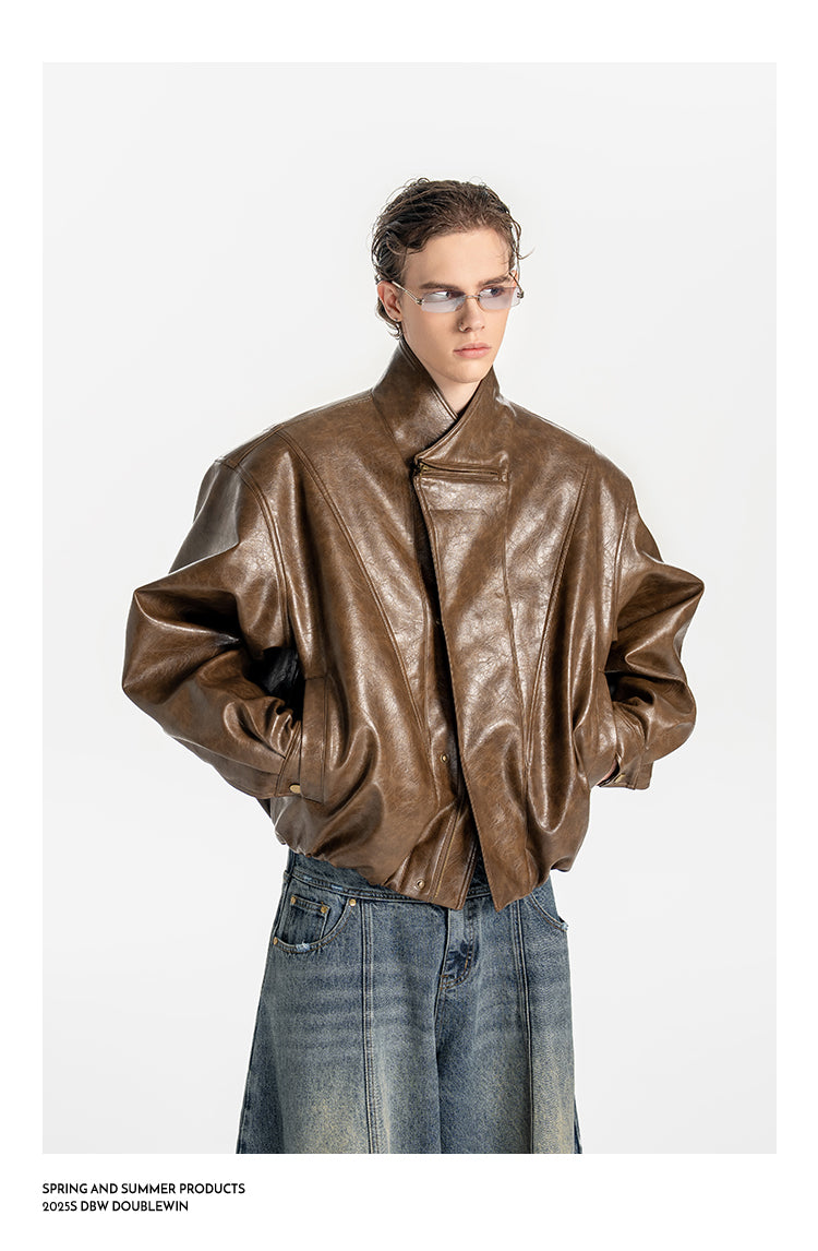 Glossy Waxed Leather Jacket