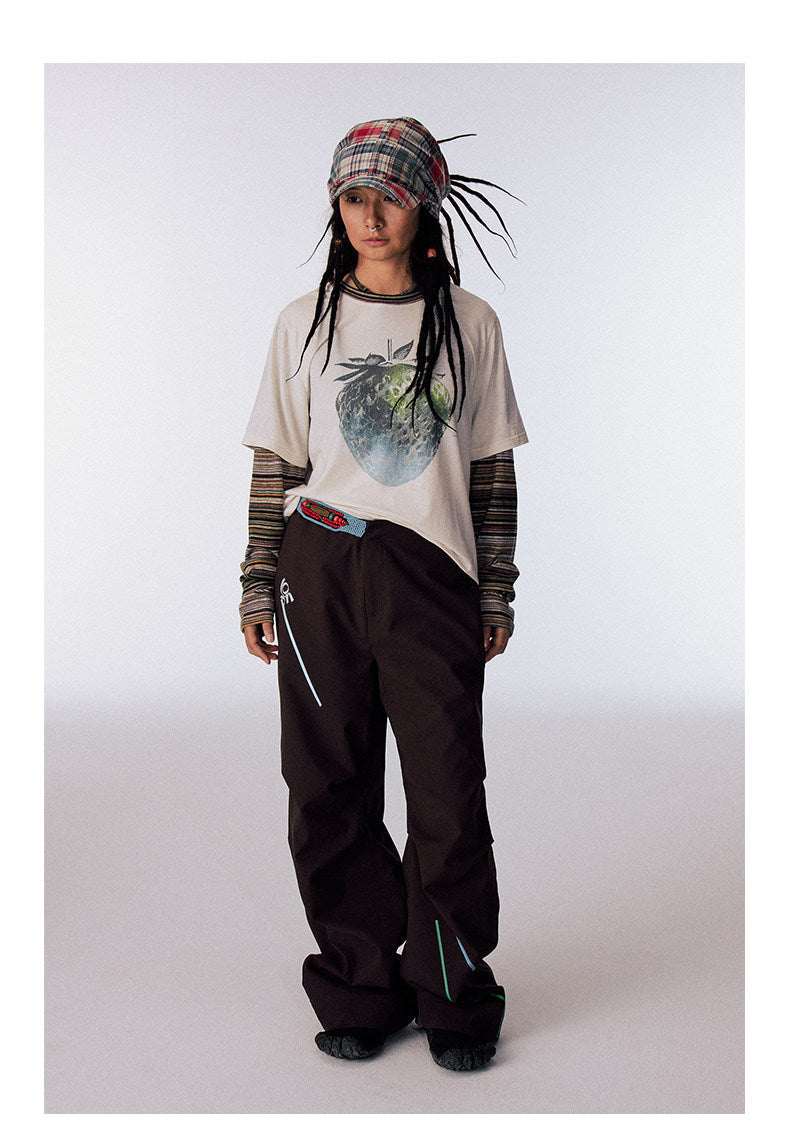 Hand-beaded waistband waterproof casual pants