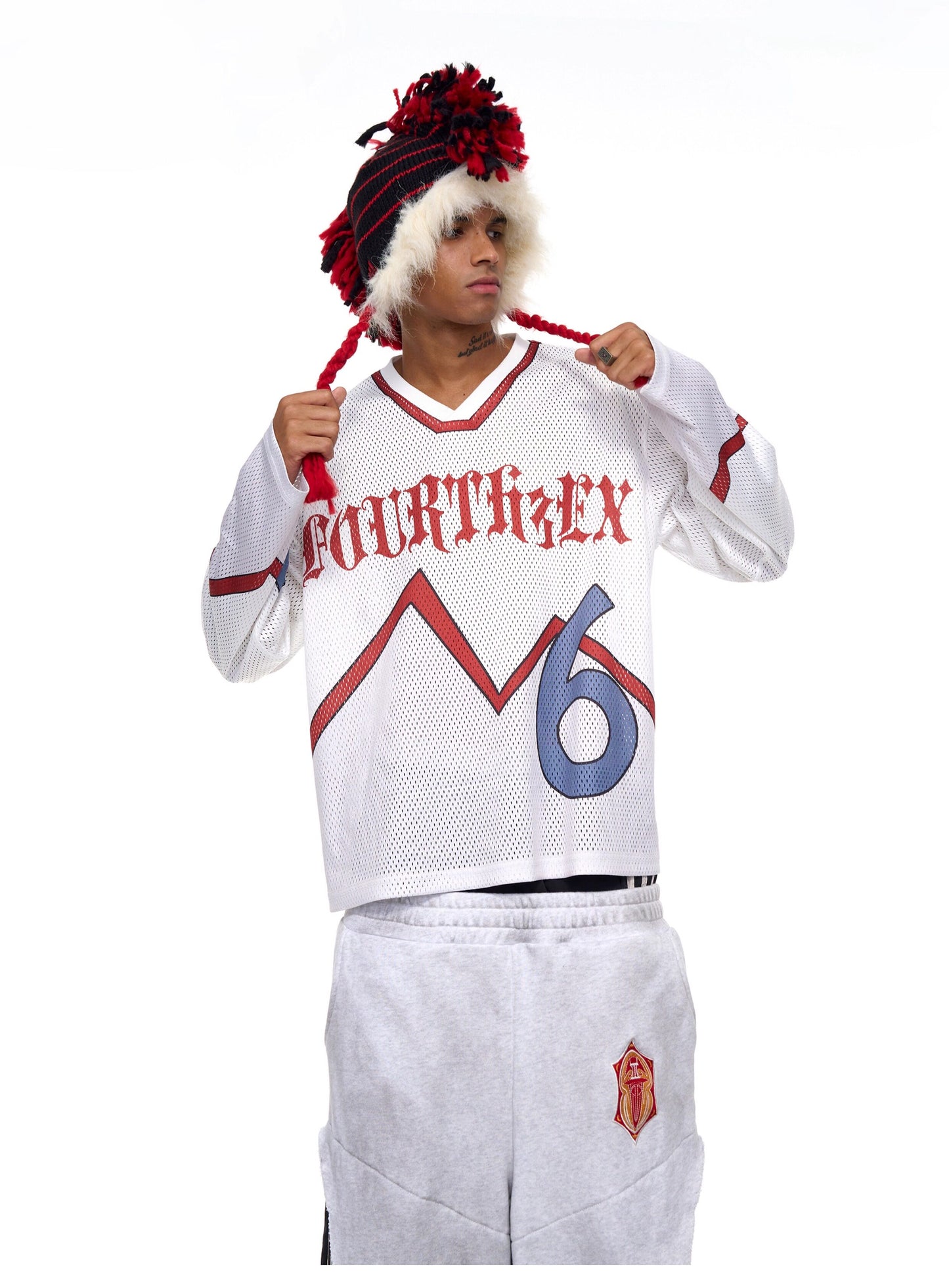 Mesh V-Neck Jersey T-Shirt