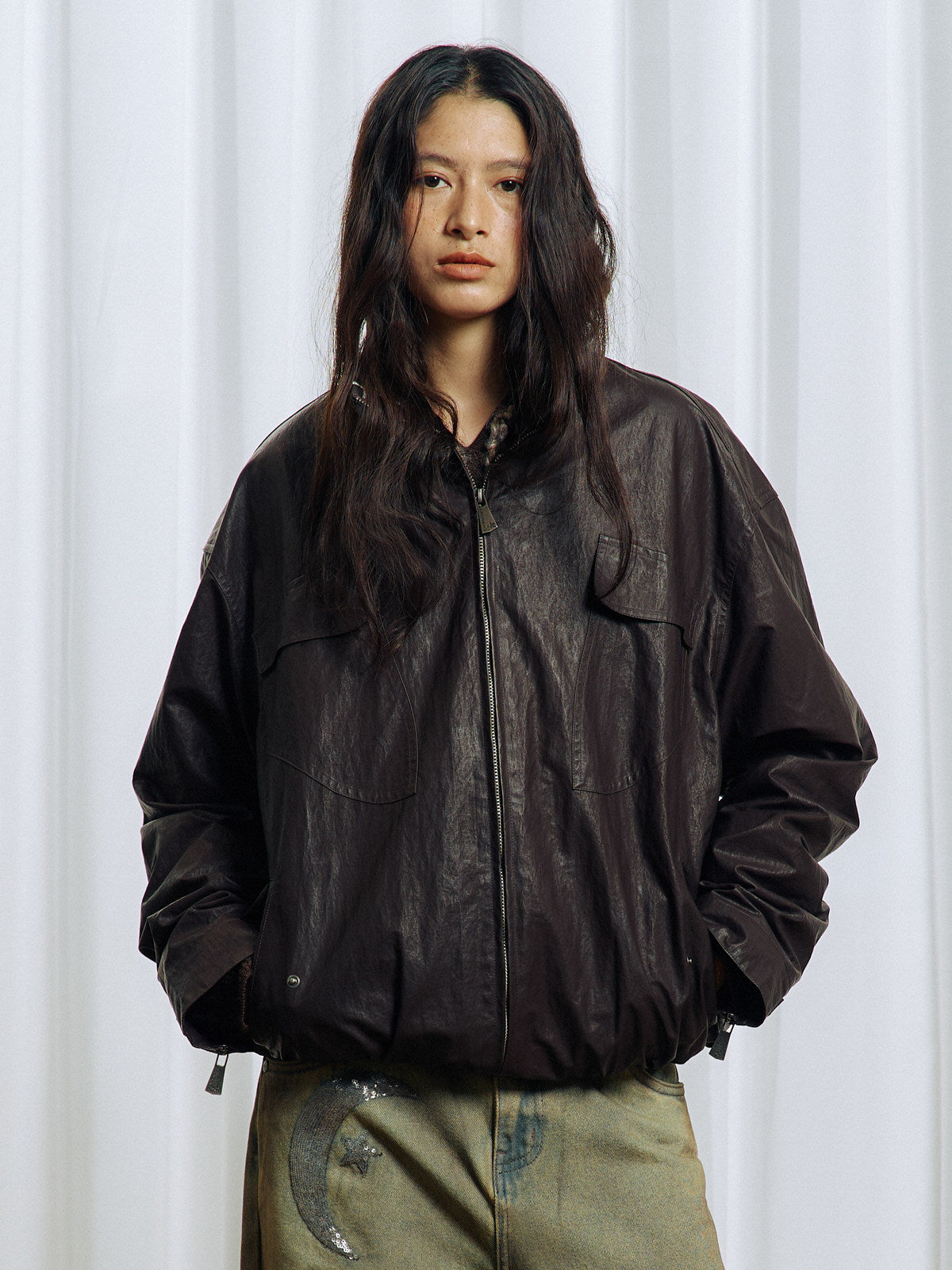 Waxed Leather Coated Jacket