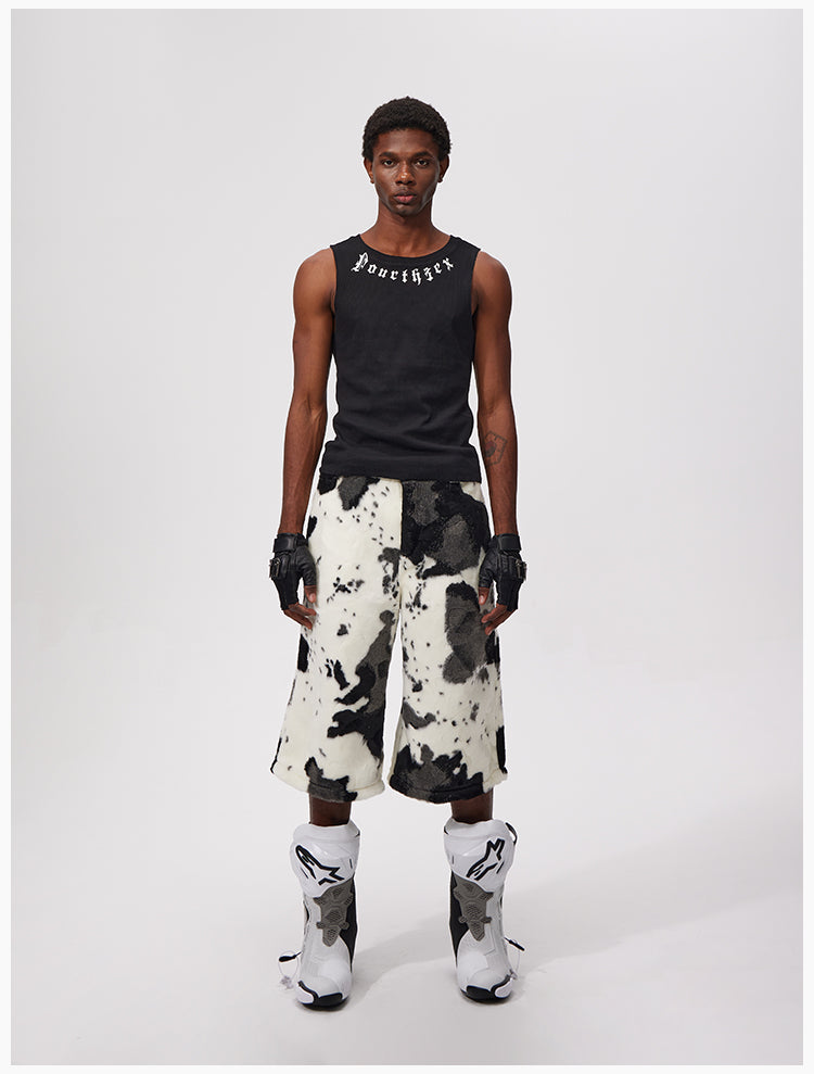 Original design cow print cropped shorts