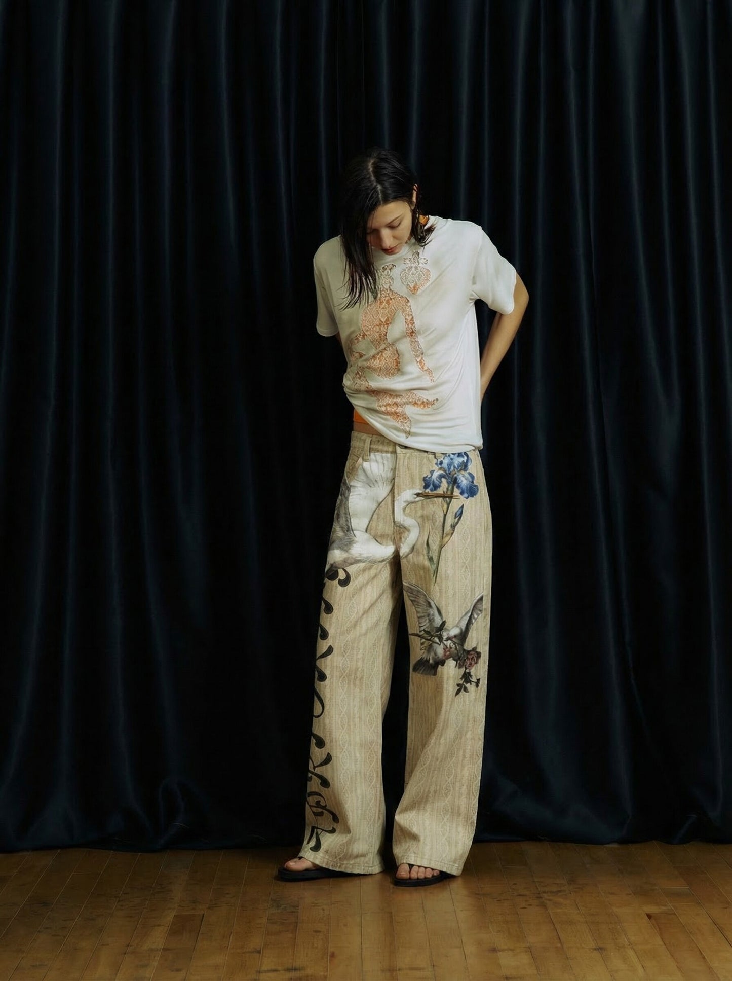 3D-Printed Denim Casual Pants