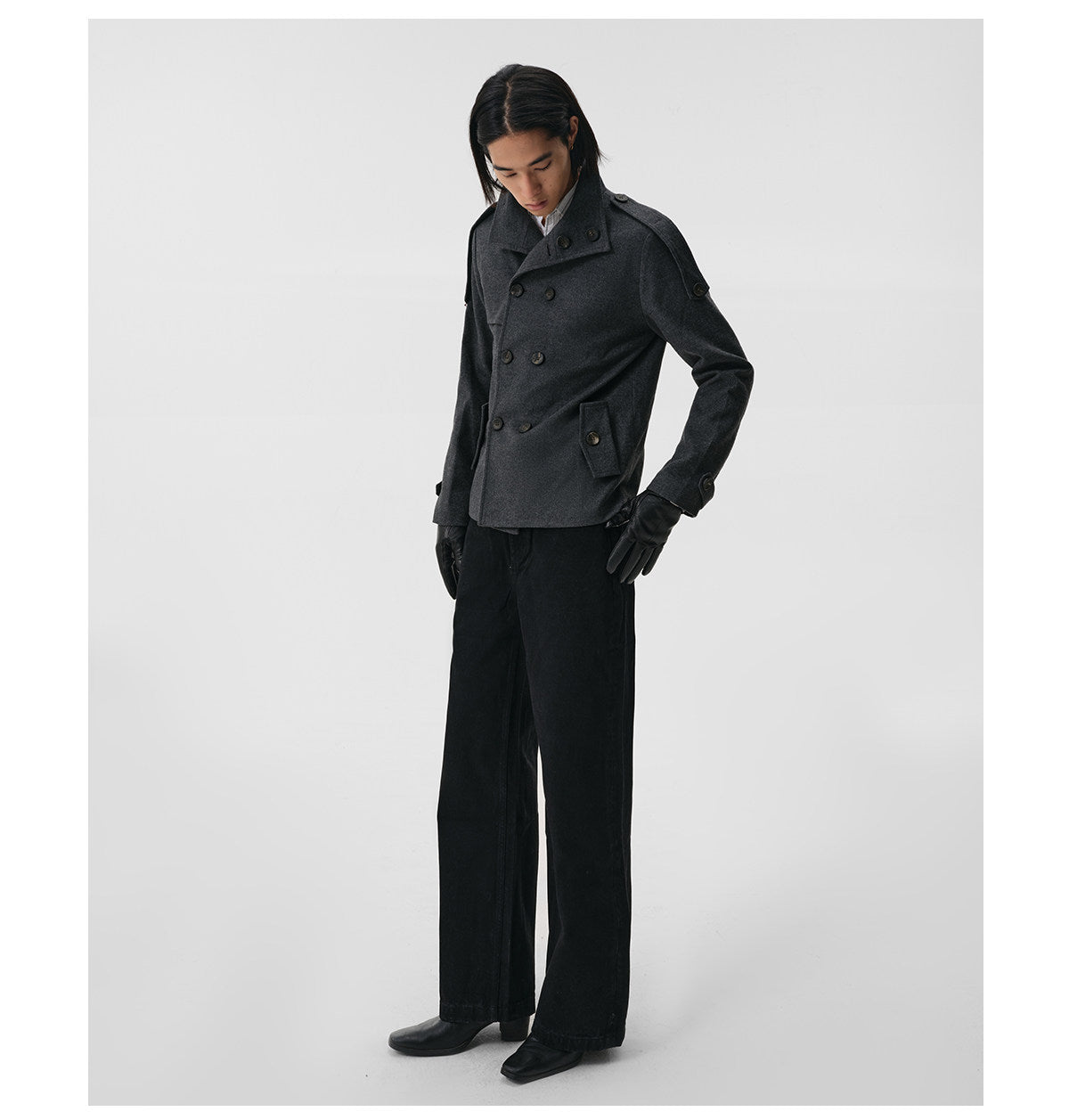 Stand-Up Collar Double-Button Jacket
