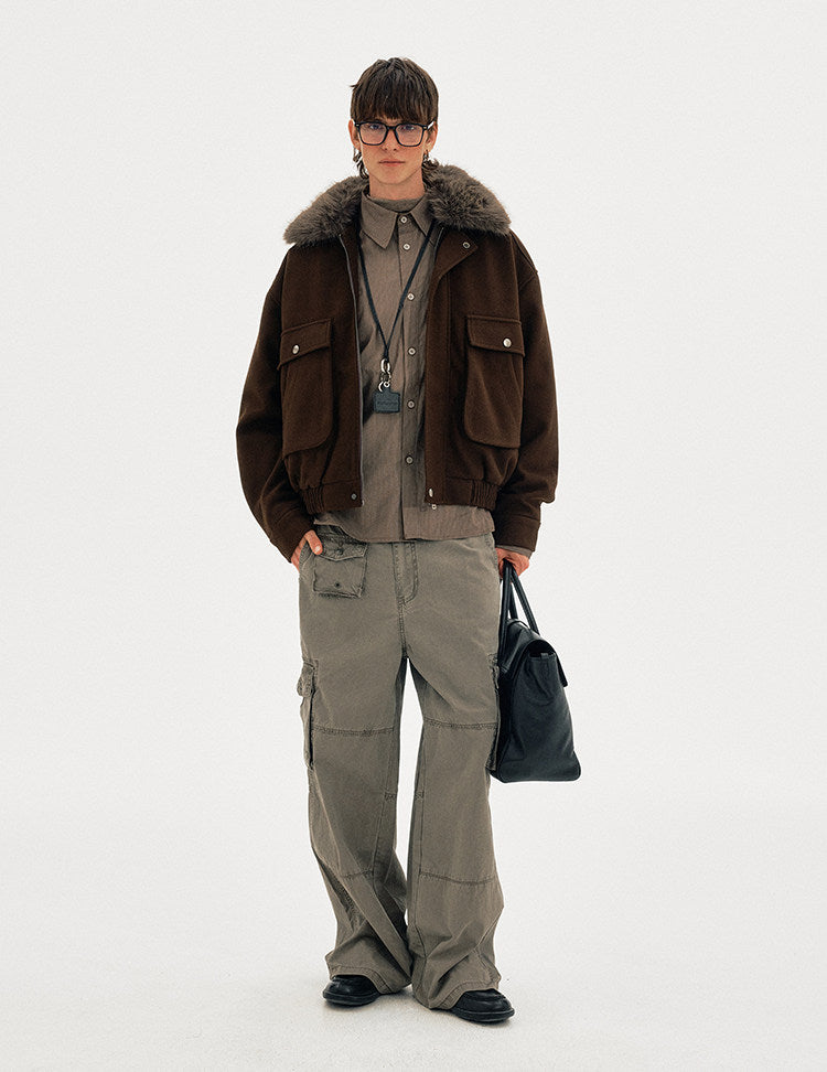 Old Money Style Fur Collar Jacket