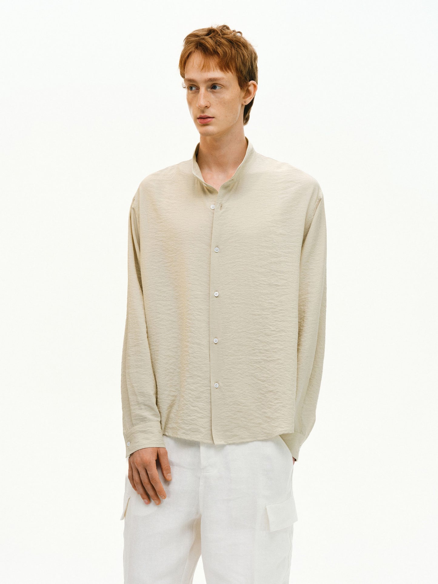 Silk Stand Collar Shirt