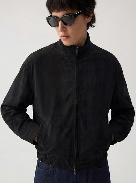 Lightweight and soft-touch stand-collar jacket