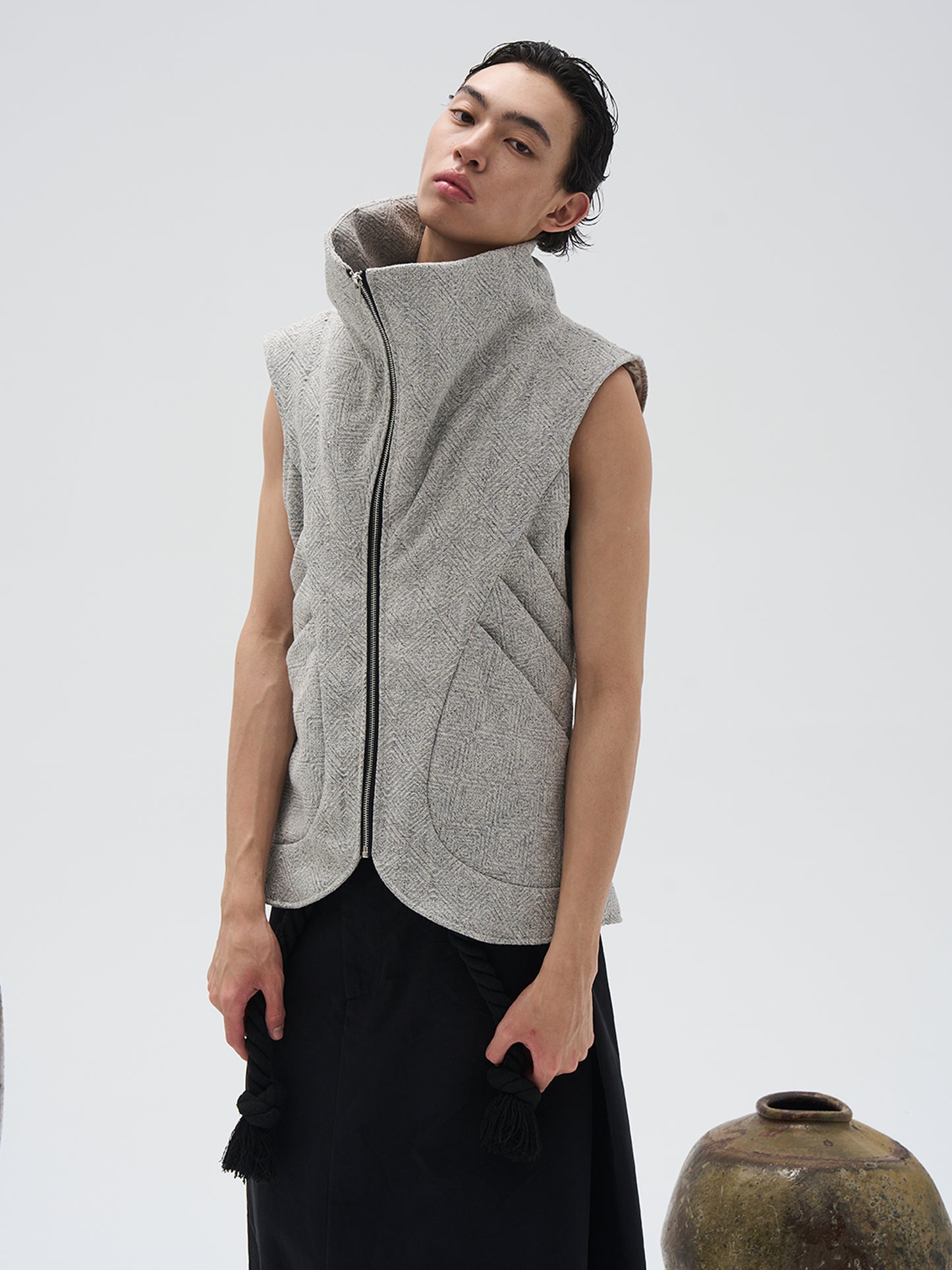 Diagonal Turtleneck Vest