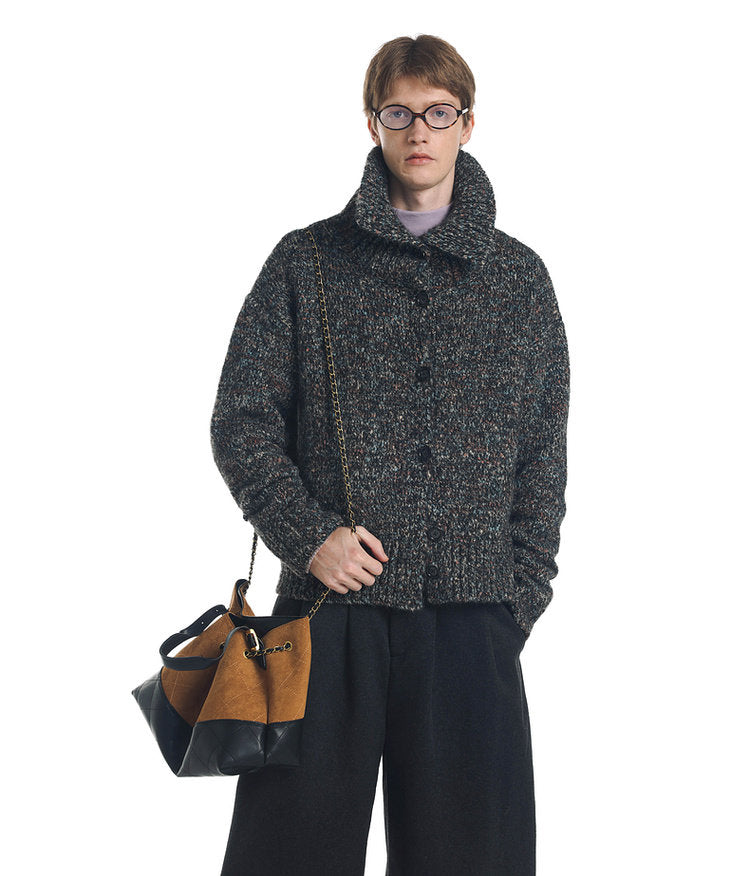 Vintage Style High-Neck Cardigan