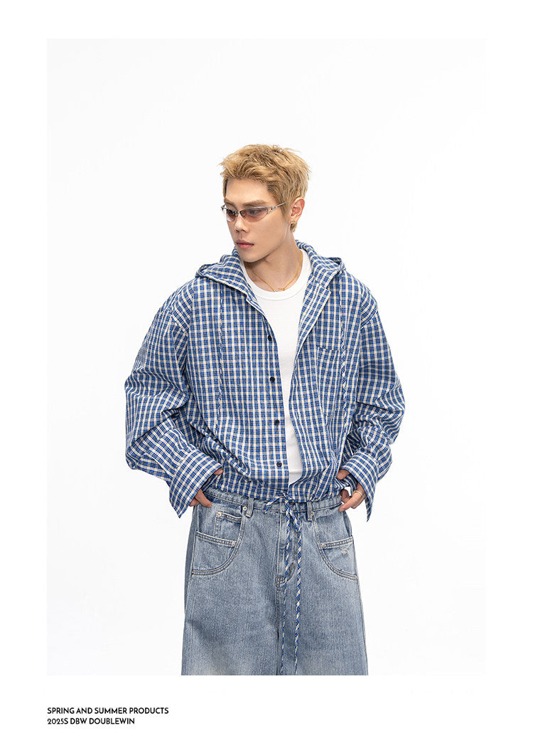 Vintage Lightweight Checkered Hooded Shirt