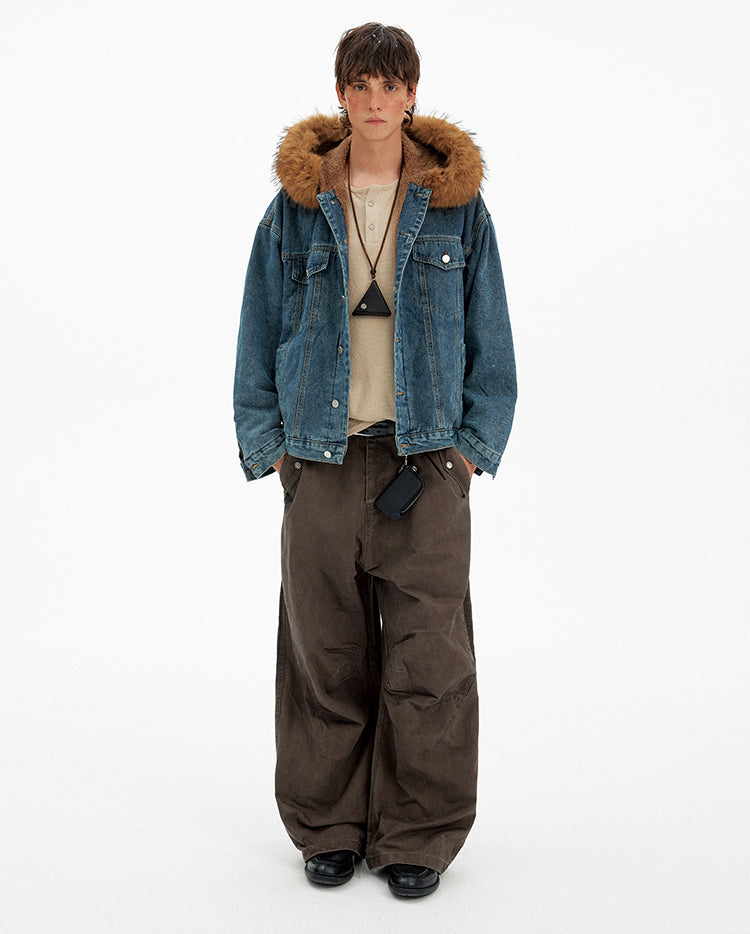 Retro Fur Collar Denim Jacket