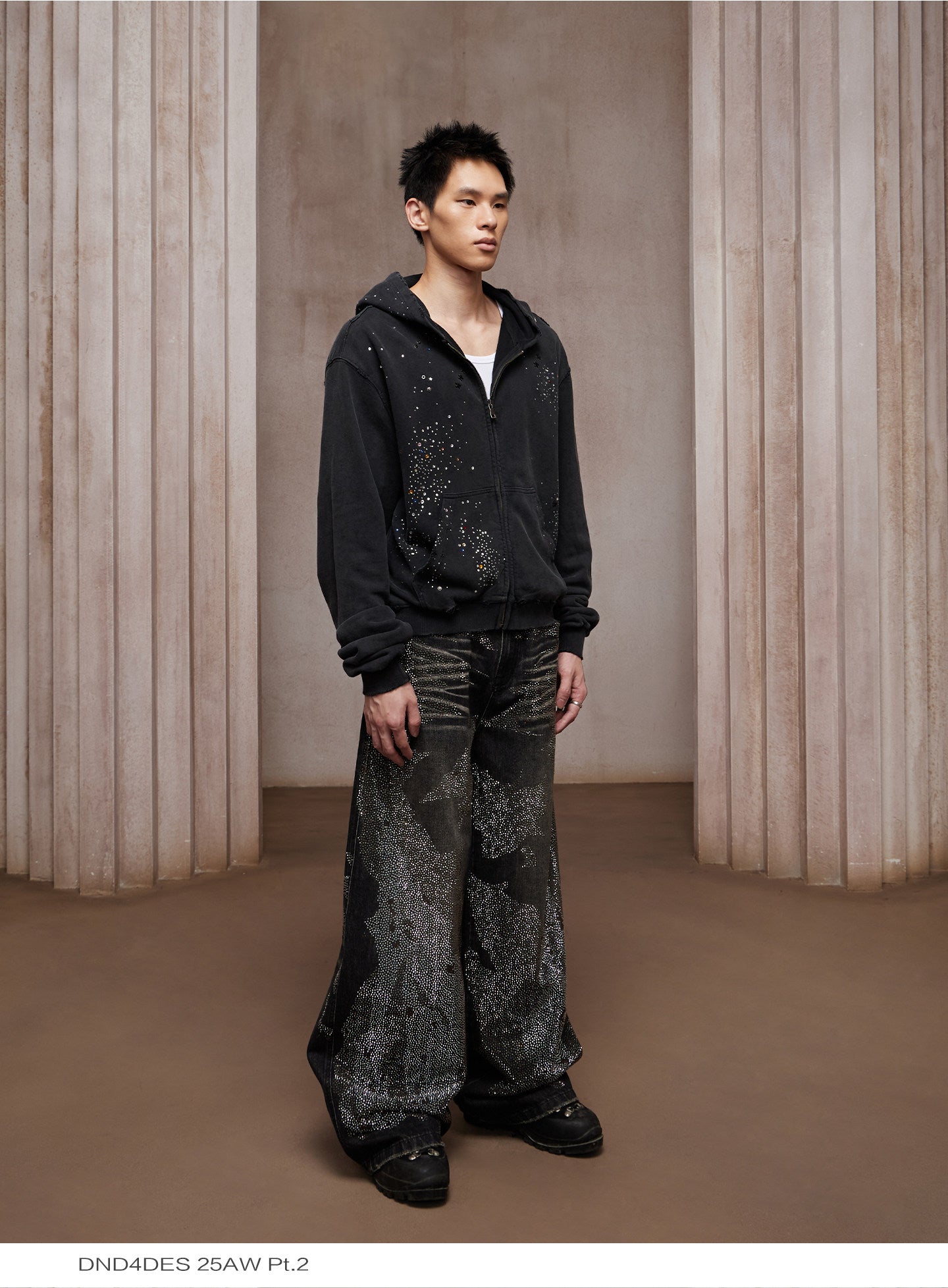 Rhinestone Heavy Duty Washed Denim