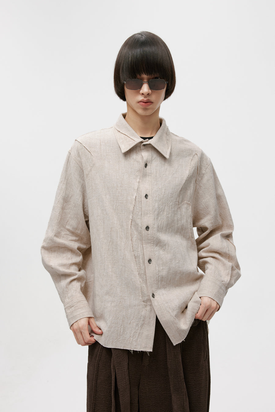 Raw-edge design jacquard shirt