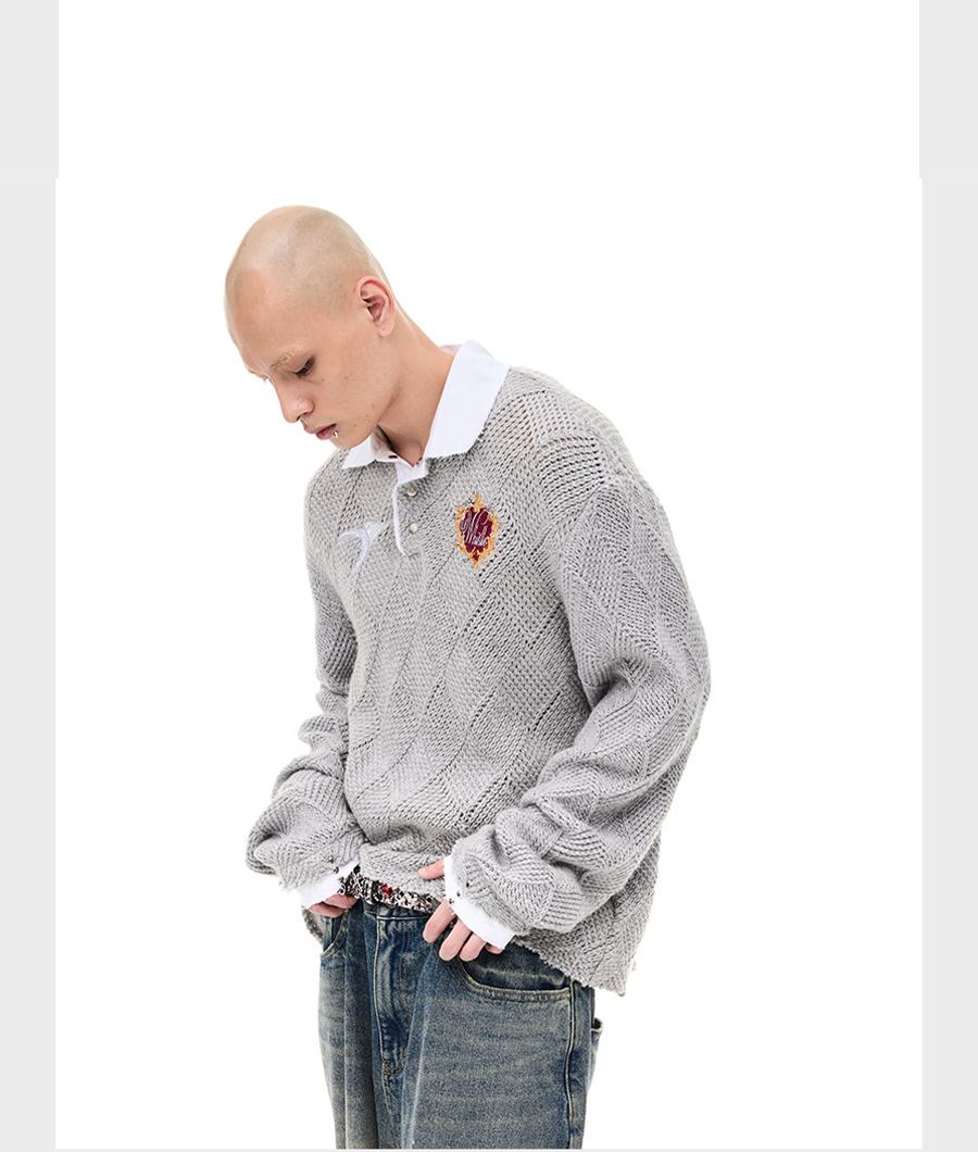 Wool Blend Polo Sweater