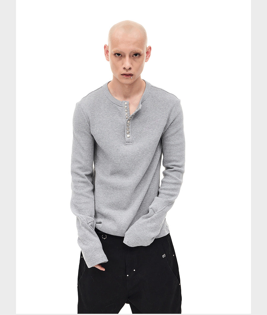 Button-Down Waffle T-Shirt