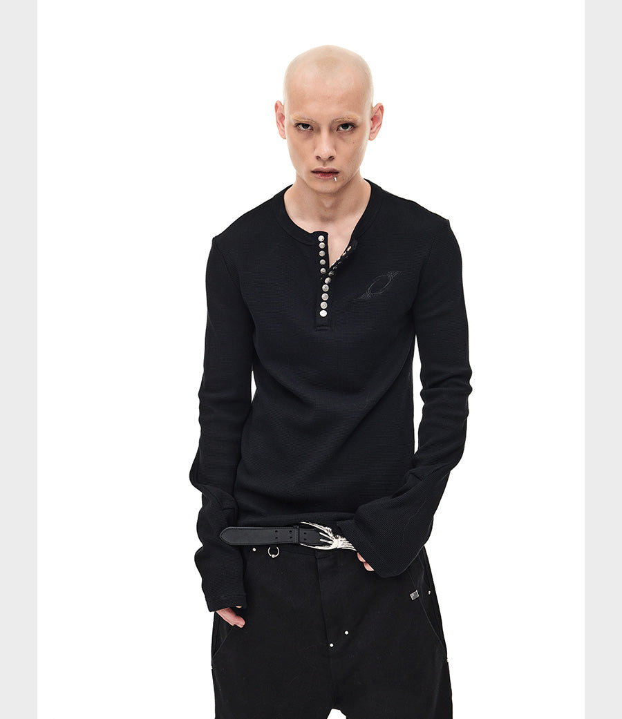 Button-Down Waffle T-Shirt