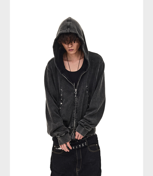 Custom Rivet Zipper Sweatshirt