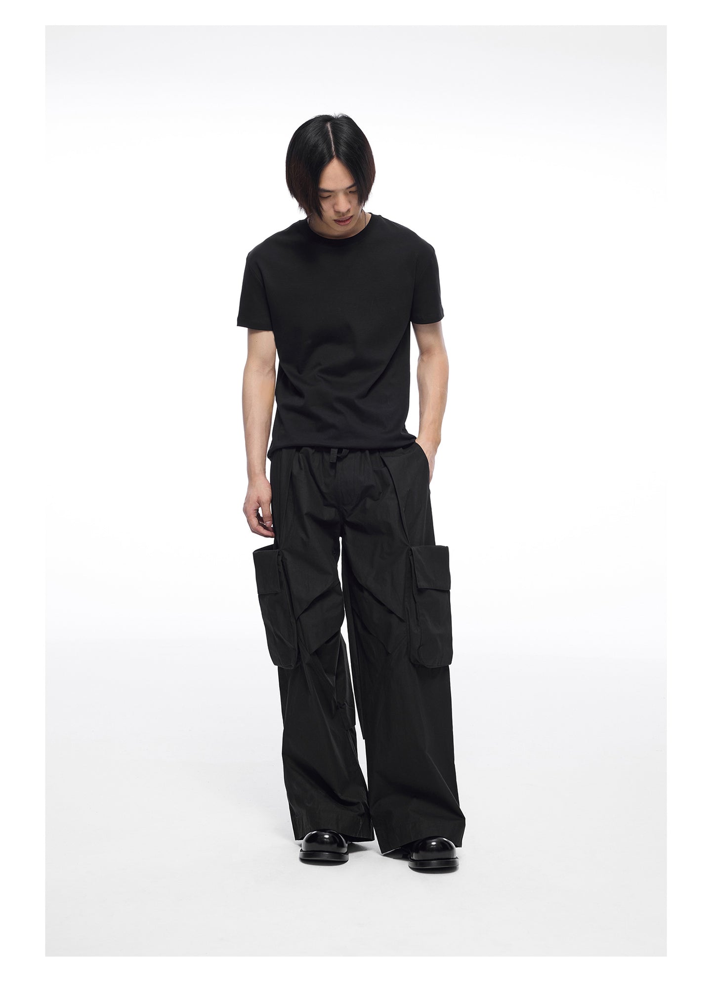 Waist elastic workwear wide pants