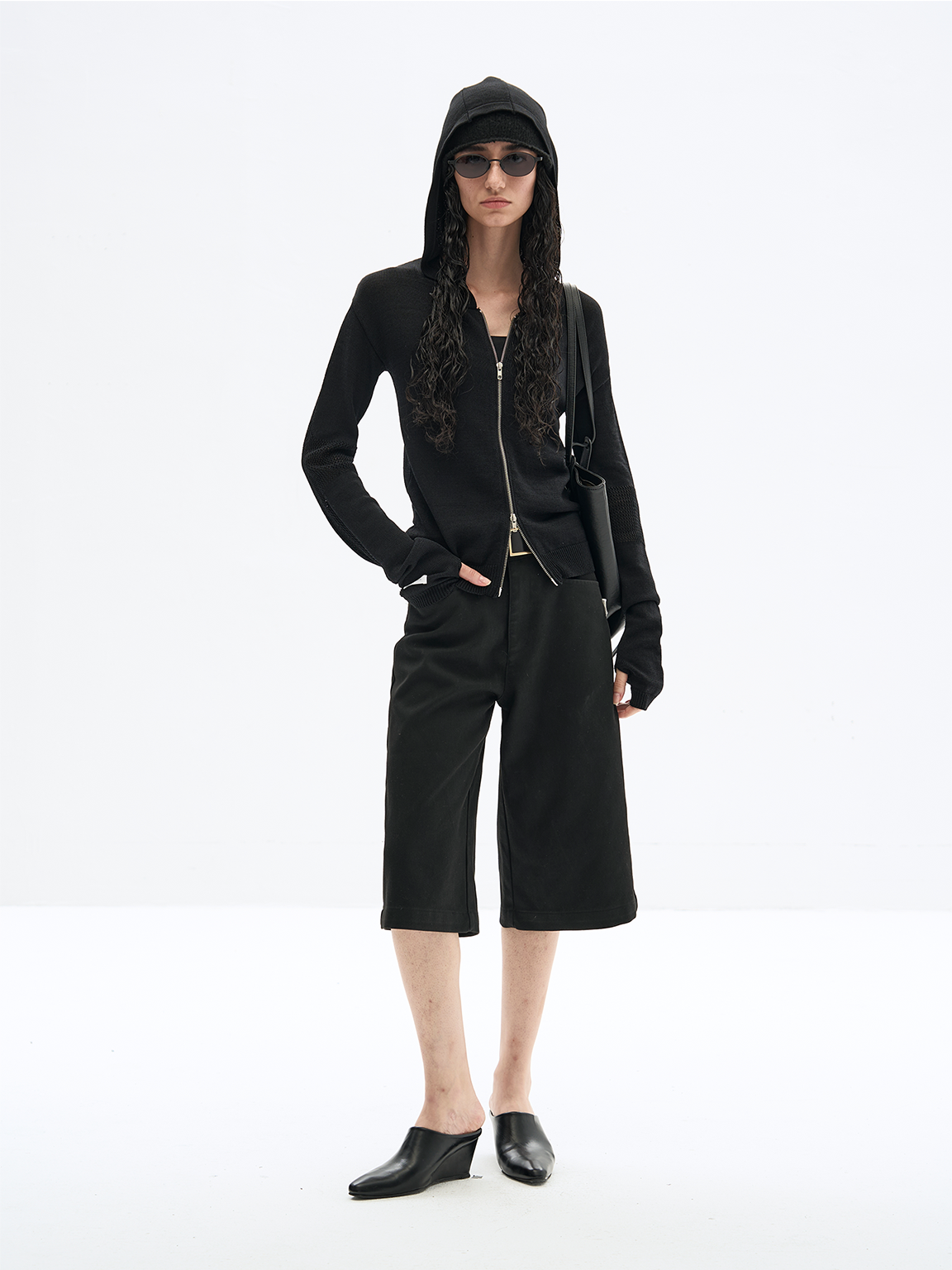 Cardigan with fitted hood