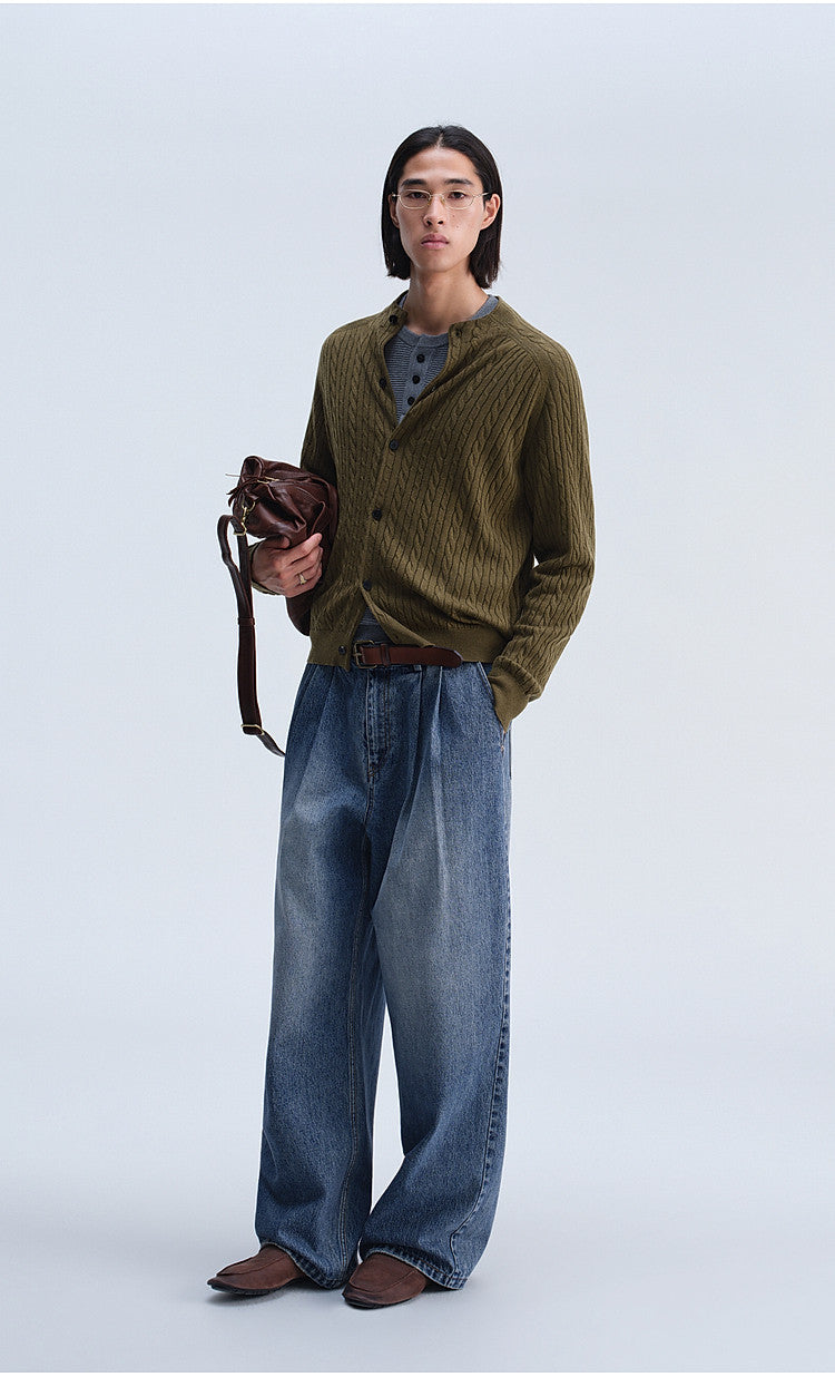 Washed Gradient Mist Double-Pleated Jeans