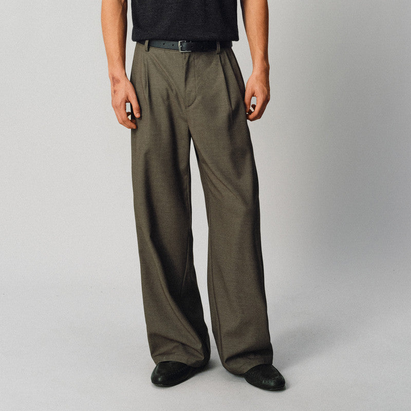 Casual Pants with a Triple-Fold Elastic Waistband