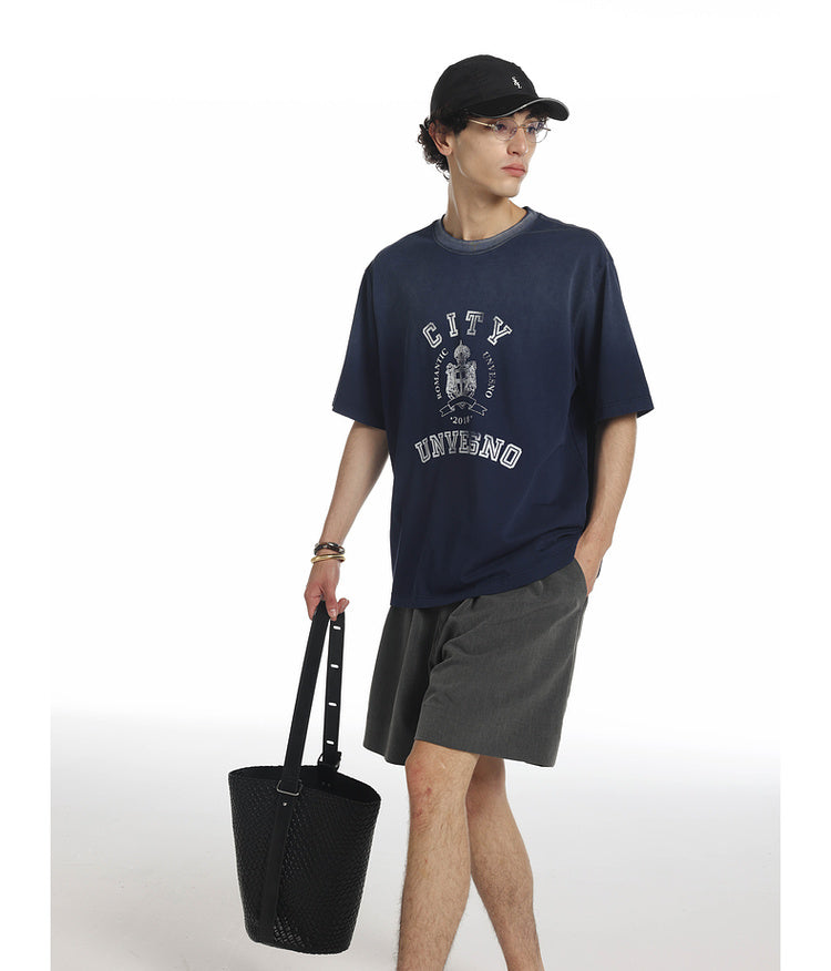 Gradation Damage Processing T-shirt