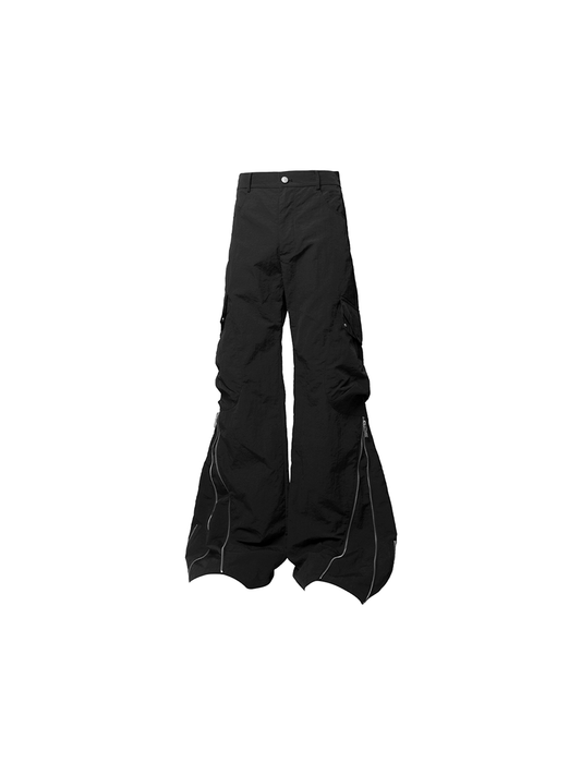 Three-dimensional pockets with zipper casual pants