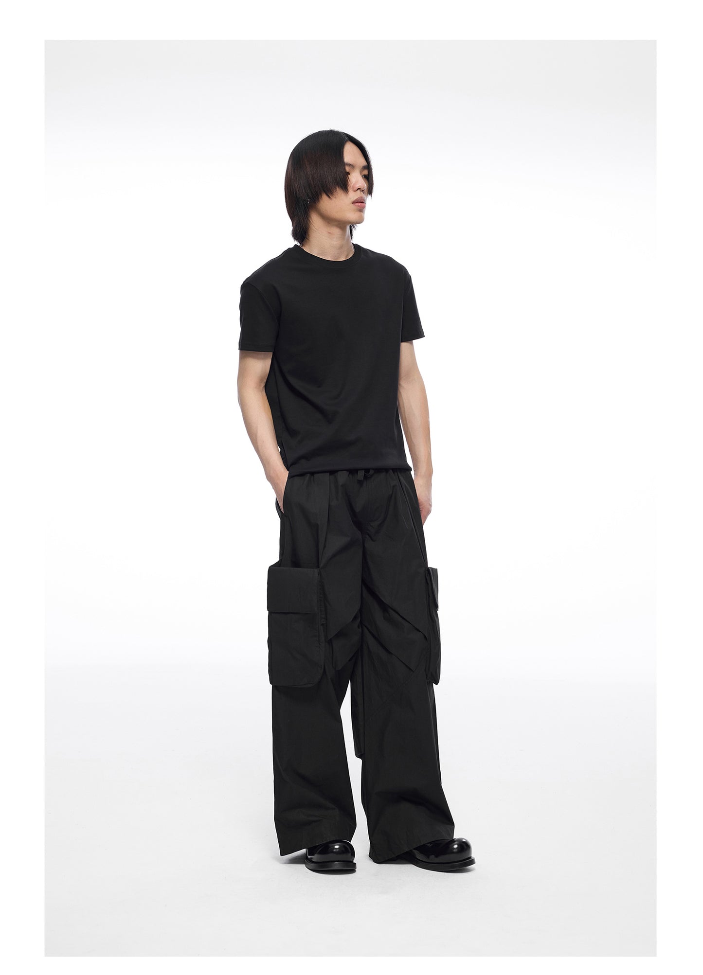 Waist elastic workwear wide pants