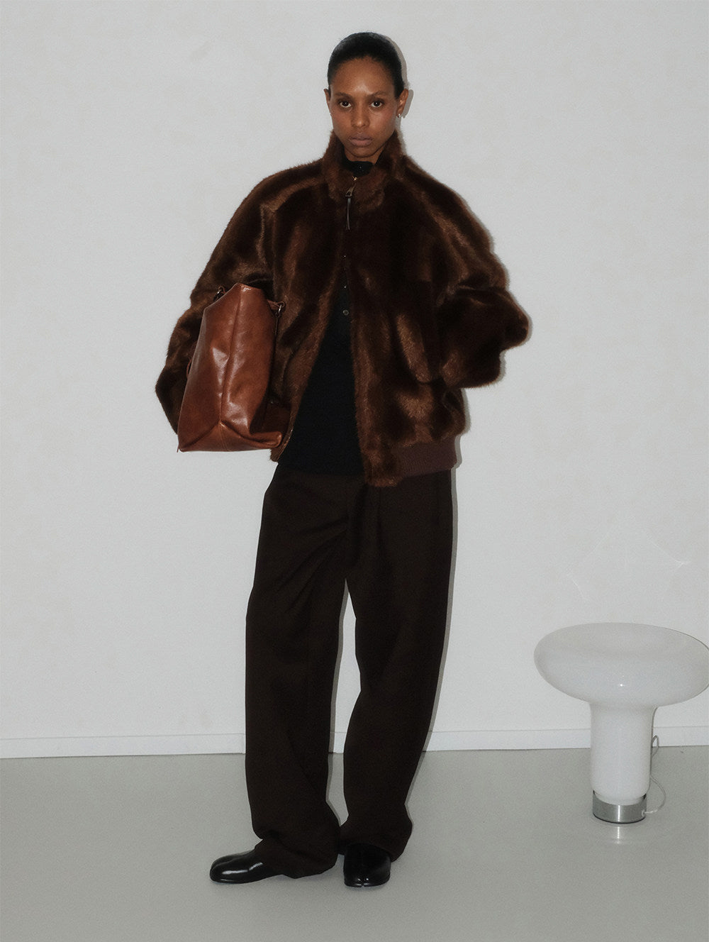 Double-Zipper Faux Fur Jacket