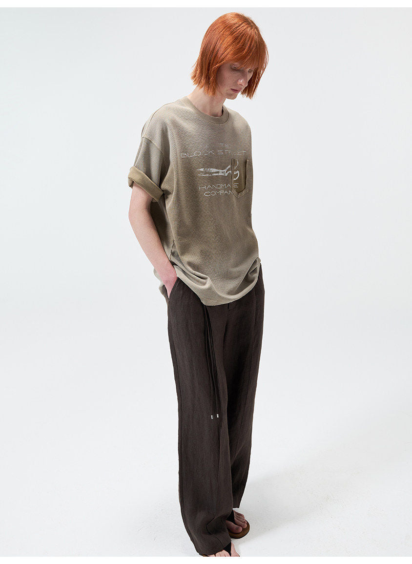 빈티지 프린트 라운드넥 티셔츠