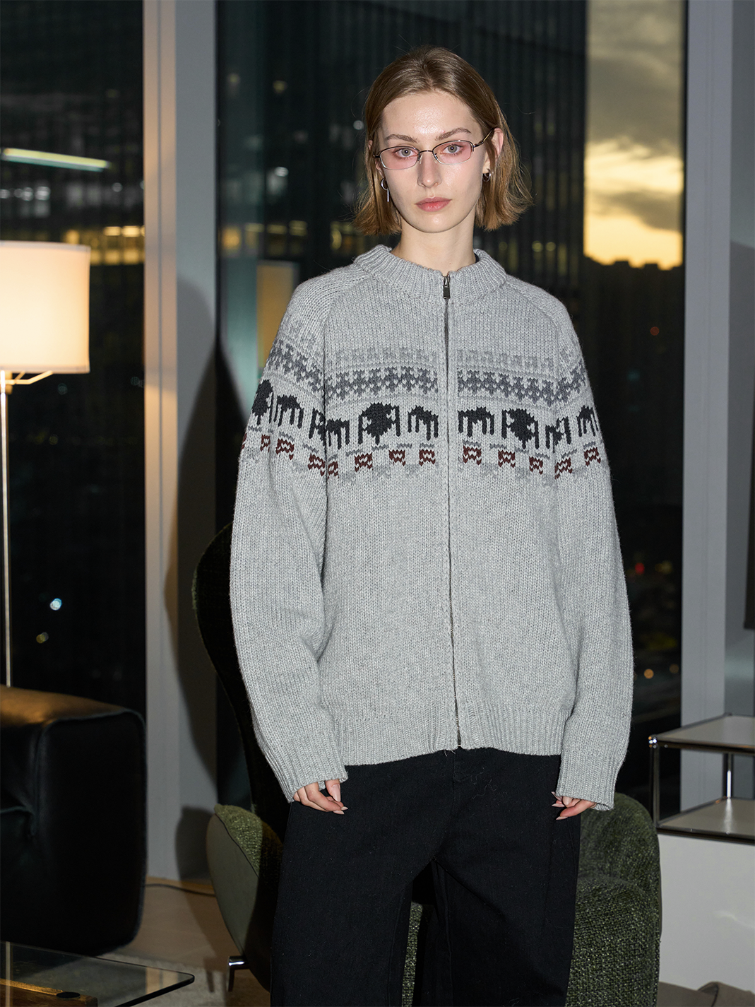 Loose Zip-Up Cardigan