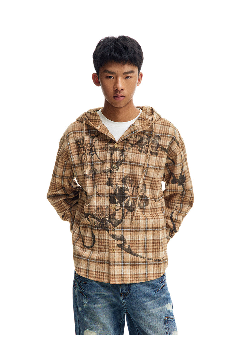 Casual Hooded Check Shirt
