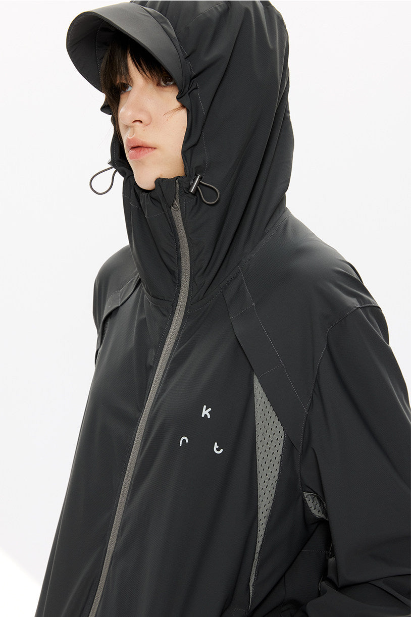Diagonal Zip Hooded Sun Protection Jacket