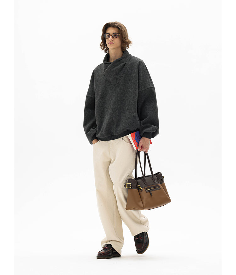 Wrinkle-resistant minimalist pullover sweatshirt